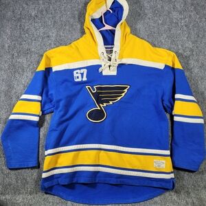 St. Louis Blues NHL Old Time Hockey Lacer Jersey Hoodie Men's XL Blue Lace-Up